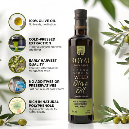 Extra Virgin Wild Olive Oil  (Black Drop) - 100% Organic & Fresh Harvest