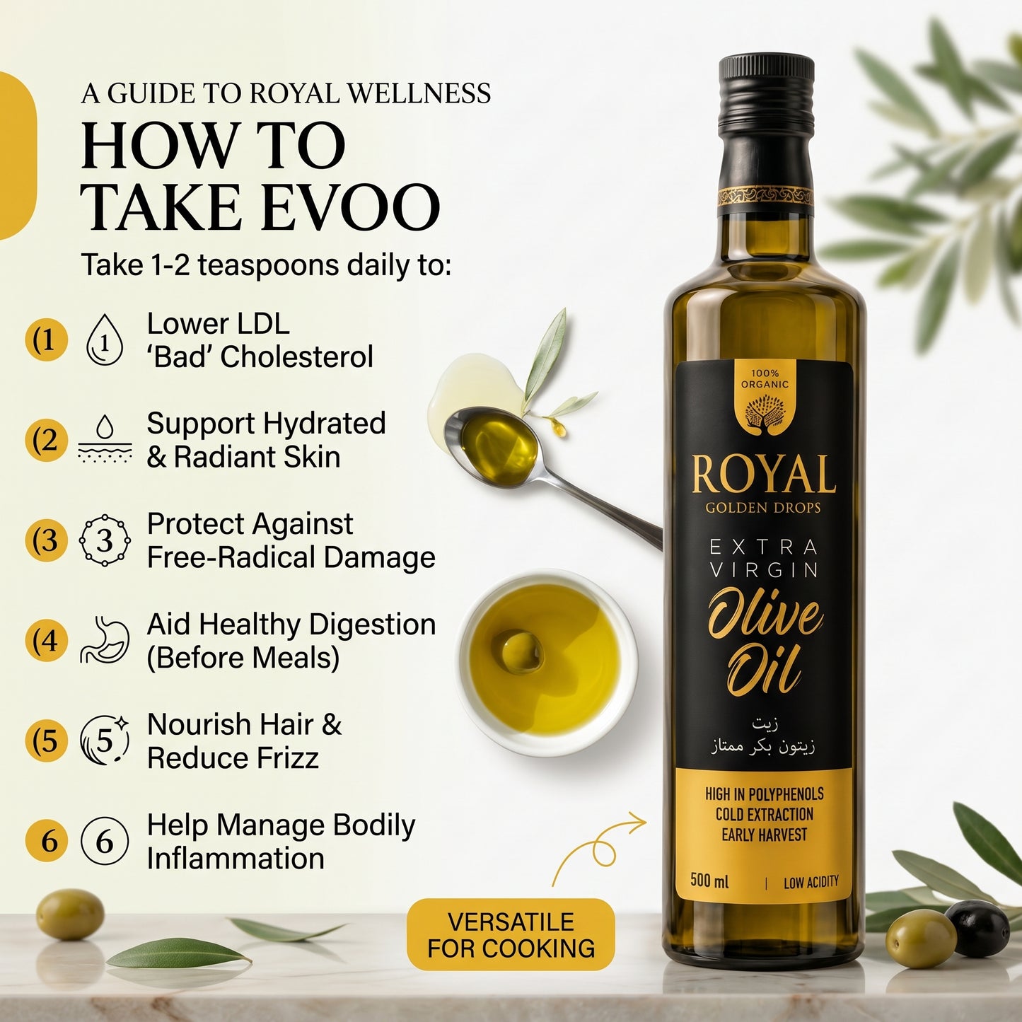 Extra Virgin Olive Oil (Golden Drop ) - 100% Organic & Fresh Harvest