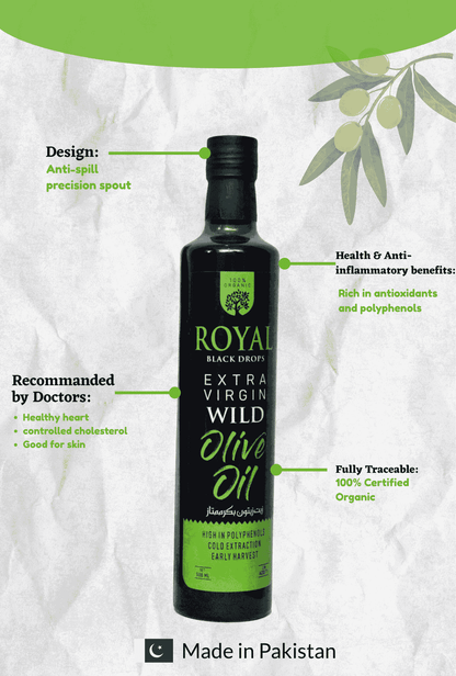 Royal Extra Virgin Wild Olive Oil – Cold Pressed 750 ml  (Glass Packing)
